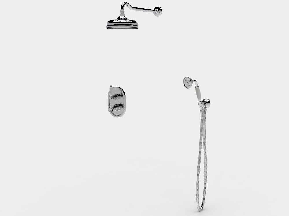 Shower set with thermostatic mixer shower head Ø200 and handset