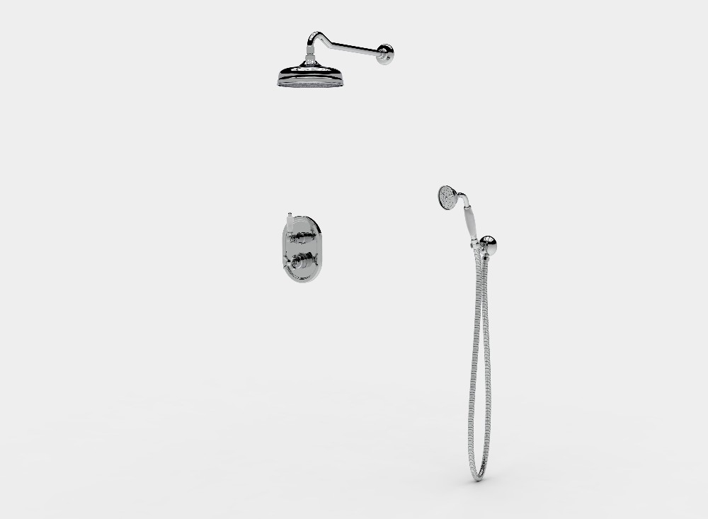  Shower set with thermostatic mixer shower head Ø200 and handset