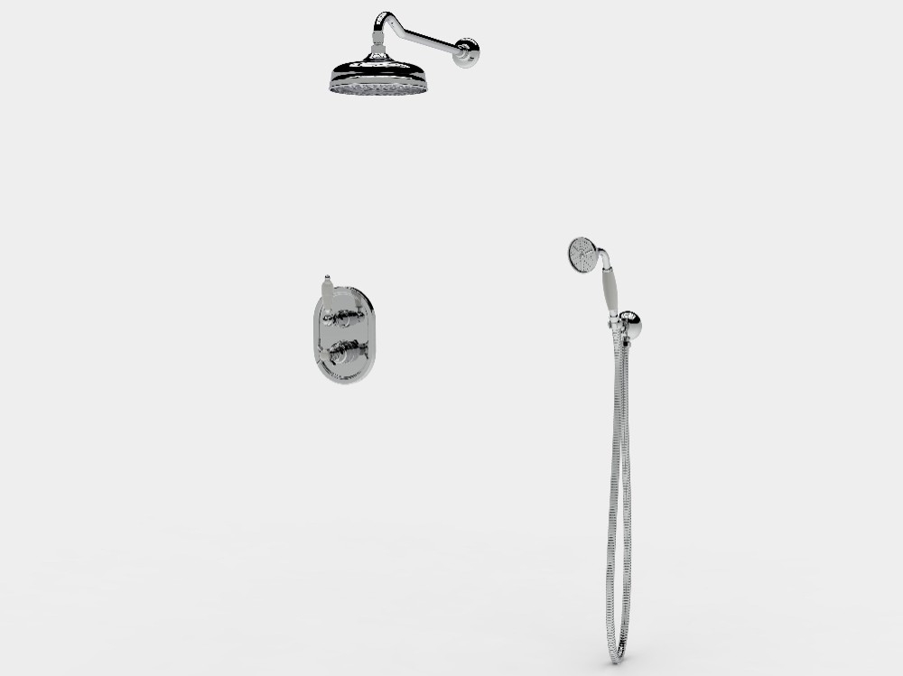  Shower set with thermostatic mixer shower head Ø200 and handset 